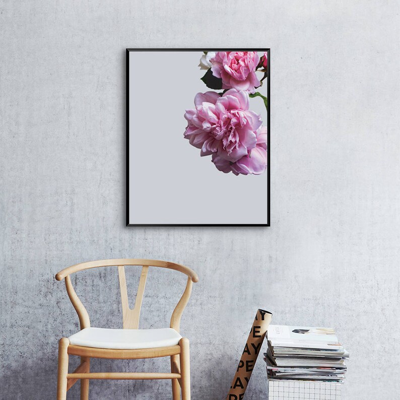 Pink Flower Wall Art Peony Print Pink and Grey Wall Art Etsy