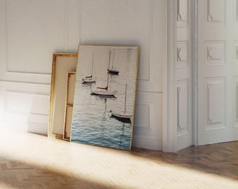 Aqua Sailboat Print – Nautical Photography, Yacht Poster, Coastal Wall Art (Digital Download)