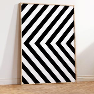 Geometric Black White Art Print, Scandinavian Modern Wall Decor, Minimalist Digital Download image 6