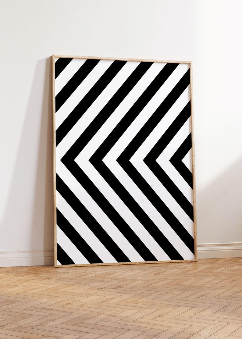 Geometric Black White Art Print, Scandinavian Modern Wall Decor, Minimalist Digital Download image 6
