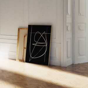 Abstract Minimal Line Drawing, Continuous Line Print, Black Monochrome Wall Art image 6