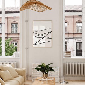 Arte mural minimalista moderno, póster geométrico, arte escandinavo en blanco y negro para sala de estar. imagen 3
