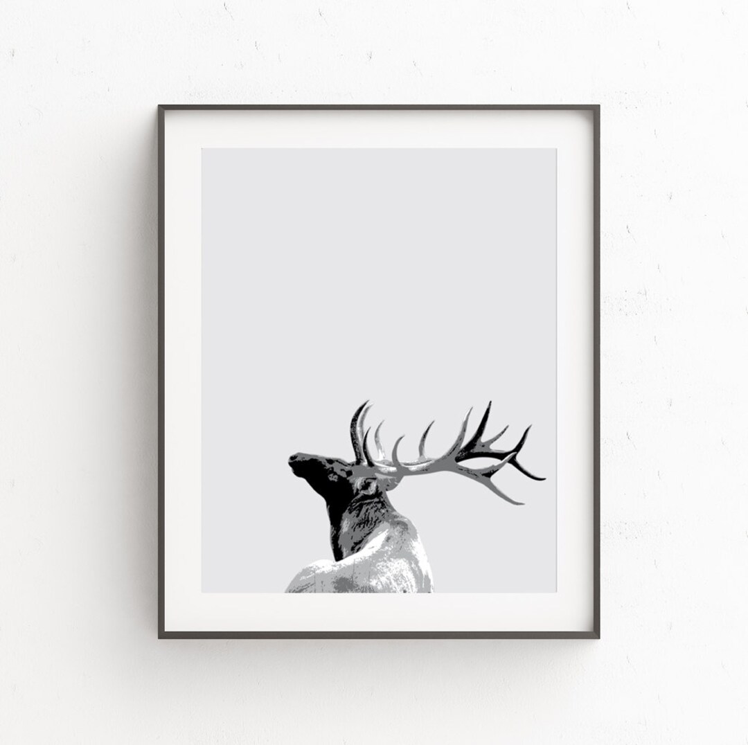 Stag Head Wall Decor Nursery Print Deer Decor Stag Head Etsy
