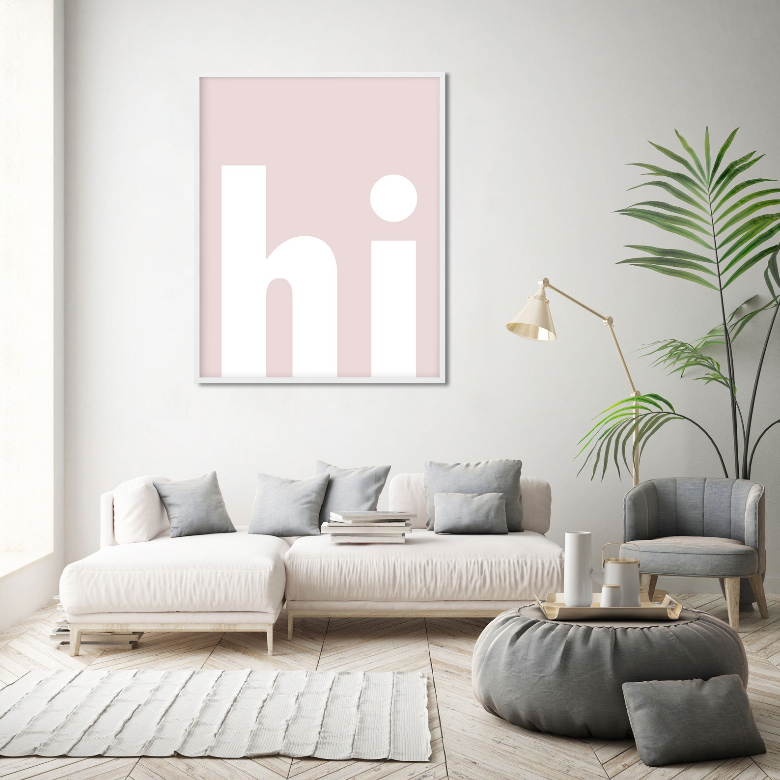 Pastel Pink Wall Art Light Pink Hi Sign Big Prints for Etsy