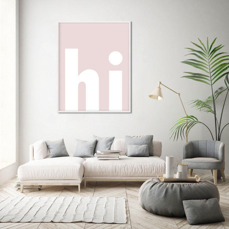 Pastel Pink Wall Art Light Pink Hi Sign Big Prints for Etsy