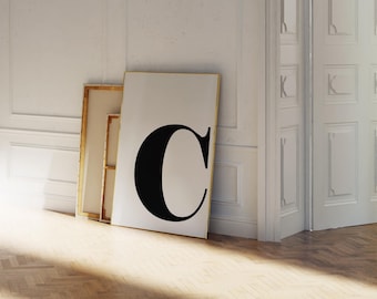 Póster C, inicial moderna C, monograma de letra, letra C del apellido, letra del alfabeto, póster de apellido, impresión de género neutro, impresión para habitación infantil