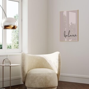 Balance Print - Pilates Posters - Yoga Wall Art - One Word Art - Pink Bedroom Accessories - Simple Quotes Poster image 2