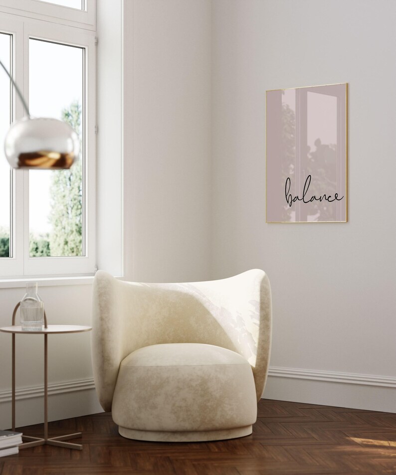 Balance Print - Pilates Posters - Yoga Wall Art - One Word Art - Pink Bedroom Accessories - Simple Quotes Poster image 2