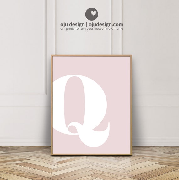 q print blush pink wall art letters letter poster q etsy
