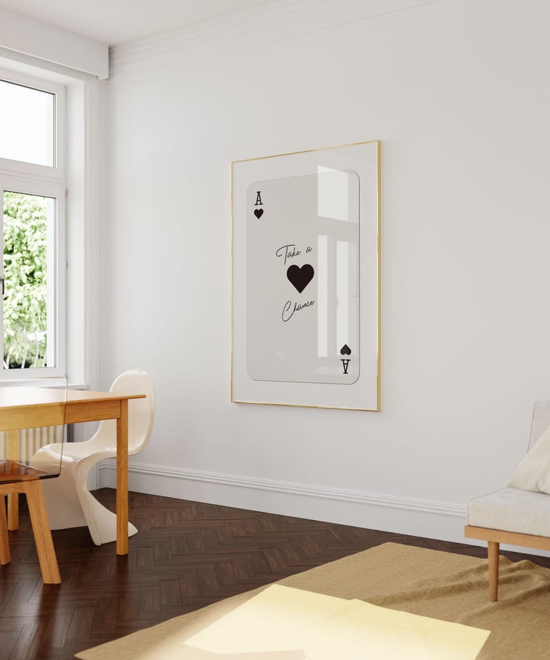 Playing Card Poster, Retro Wall Art, Ace of Hearts Print, 70s Style Poster, Vintage Wall Art, Poker Poster, Exhibition Poster image 5