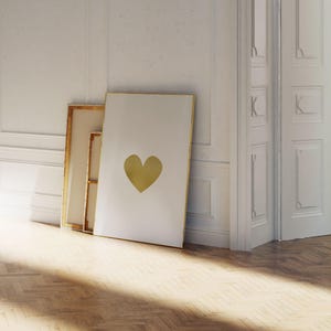 Gold Heart Wall Art – Metallic Print, Love Poster for Bedroom or Nursery (Digital Download) image 3