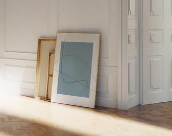 Arte contemporânea, Arte de parede azul, Arte de parede grande, Decoração para sala de estar, Arte de parede moderna, Arte de parede abstrata azul, Arte de parede minimalista, Arte linear