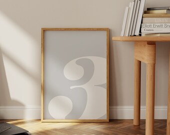 Three Prints, Numbers Print, Nursery Decor, Playroom Printable, #3, Number 3, Nursery Printable, Nursery Numbers, Numbers Decor, Wall Print