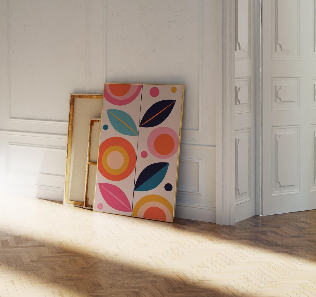 Mid Century Modern Floral Print, Abstract Botanical Wall Art (digital ...