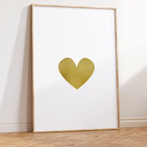 Gold Heart Wall Art – Metallic Print, Love Poster for Bedroom or Nursery (Digital Download) image 7