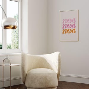 Pink Orange Art, Birth Year 1996, Birthday Poster, Pink Orange Dorm, 1996 Poster, Birth Year Print, Happy Birthday Gift, Birthday Decoration image 7