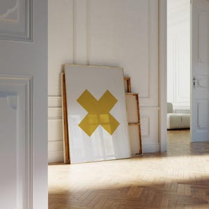 Geometrische Wandkunst, Affiche Scandinave, Geometrischer Druck, Gold Senf Wandkunst, Minimalistische Kunst, Wohnzimmer Kunst, druckbare Kunst Bild 1