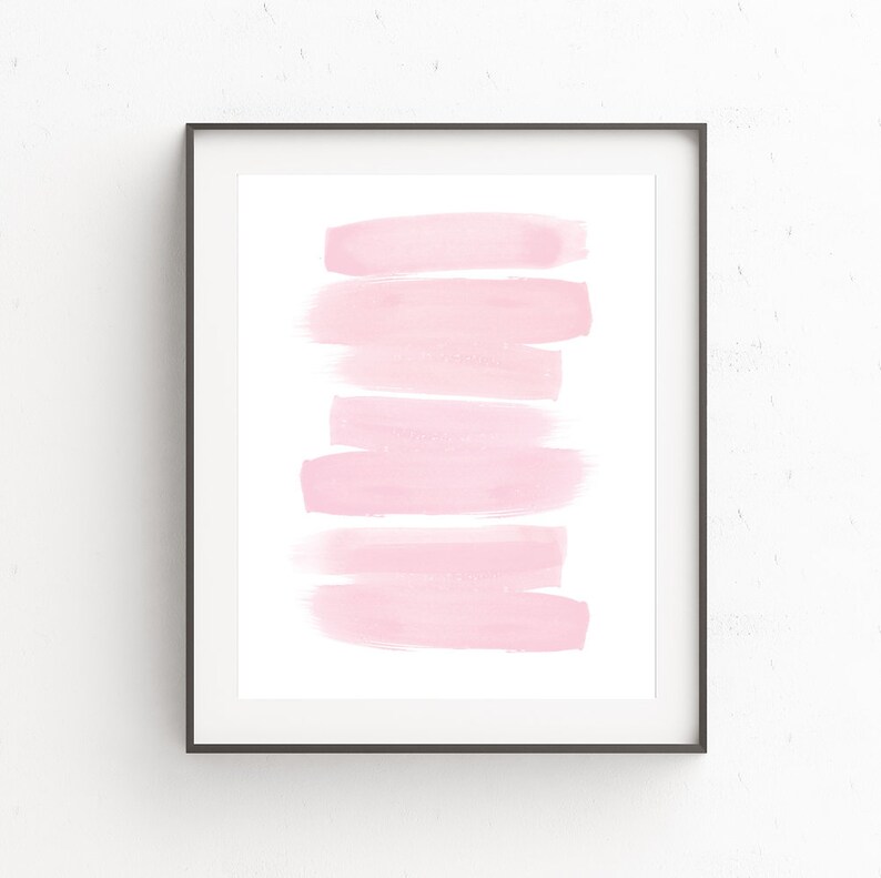 Light Pink Art Brush Strokes Wall Art Pink Abstract Etsy