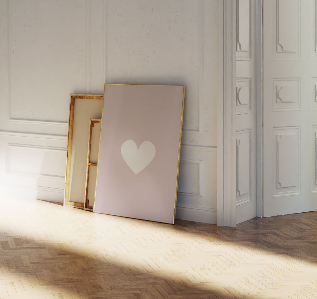 Blush Pink Wall Art Above Bed Art Pink Bedroom Picture Pastel Heart