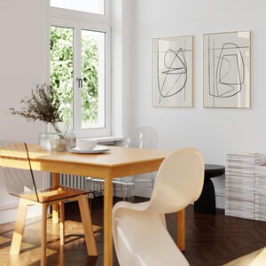 2er-Set Abstrakte Prints – Beiges Kunstwerk – Minimalistische Zeichnung – Minimalistische Linie Kunst – Kontinuierliche Linienzeichnung Bild 3