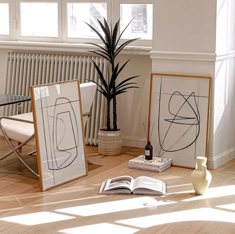 2er-Set Abstrakte Prints – Beiges Kunstwerk – Minimalistische Zeichnung – Minimalistische Linie Kunst – Kontinuierliche Linienzeichnung Bild 7