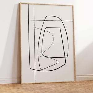 2er-Set Abstrakte Prints – Beiges Kunstwerk – Minimalistische Zeichnung – Minimalistische Linie Kunst – Kontinuierliche Linienzeichnung Bild 5