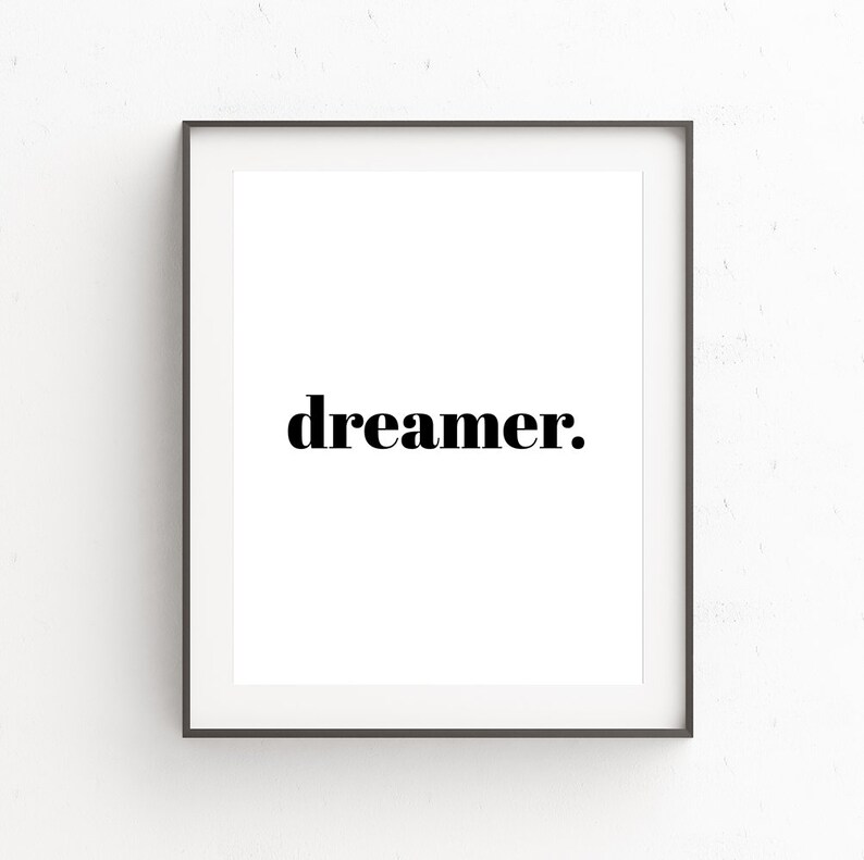 Dreamer Word Art Typography Print Bedroom Wall Decor Quote Etsy