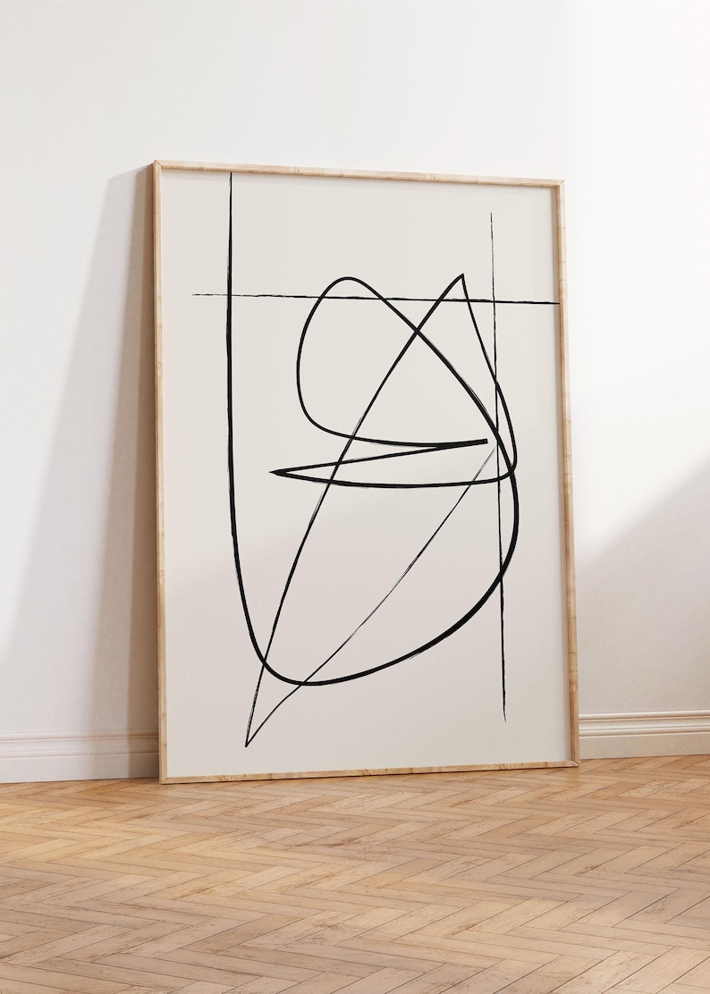 2er-Set Abstrakte Prints – Beiges Kunstwerk – Minimalistische Zeichnung – Minimalistische Linie Kunst – Kontinuierliche Linienzeichnung Bild 4