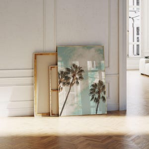 Tropical Beach Print, Palm Tree Poster: Coastal Wall Art for Living Room or Bedroom image 1