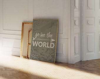Arte de parede para quem gosta de viajar: Citação inspiradora sobre viagens de aventura para imprimir (Download digital)