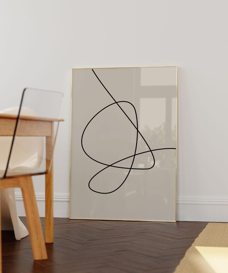 Minimalist Line Drawing - One Line Art - Beige Abstract Art - Single Line Drawing - Pastel Poster - Scandinavian Print - Scandi Home Decor image 4