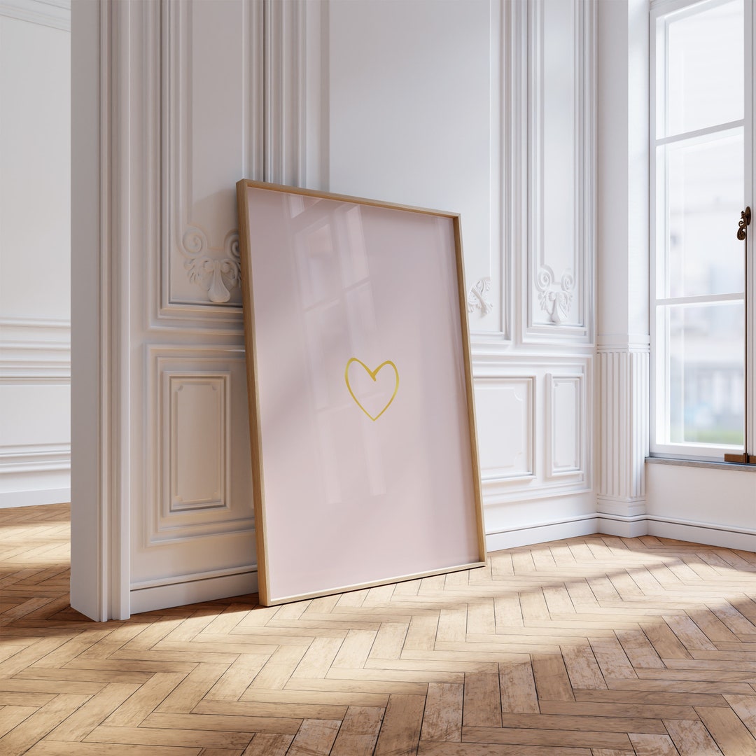 Light Pink Heart Wall Print, Trendy Pink Art, Blush Pink Wall Art, Over ...