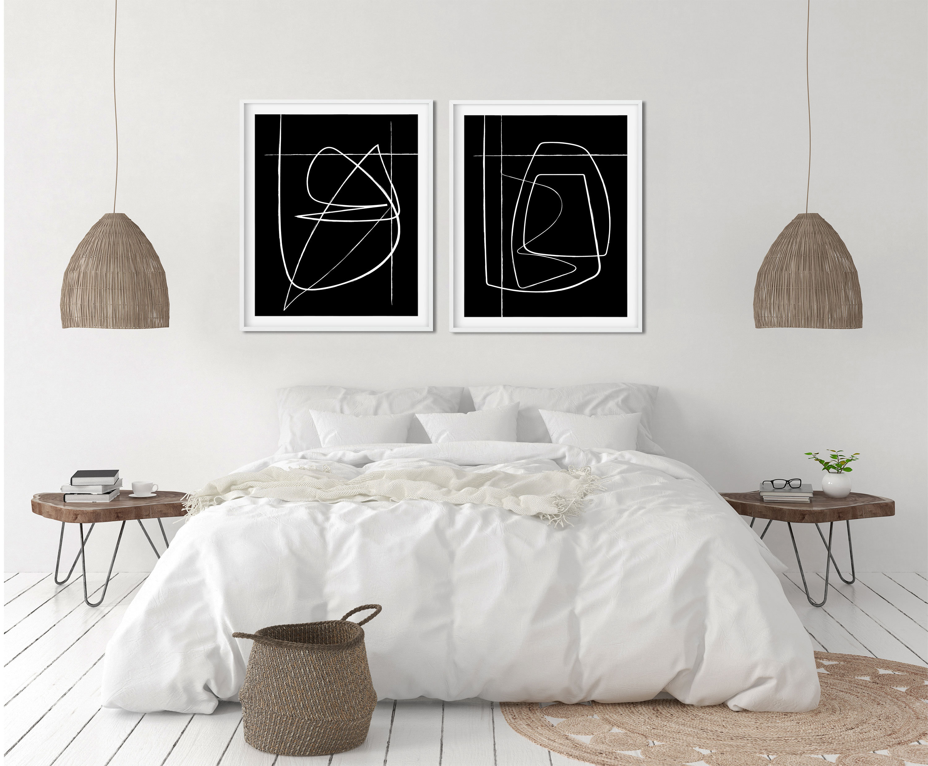 Matching Art Prints 8x10 Print Set of 2 Abstract Shapes Etsy