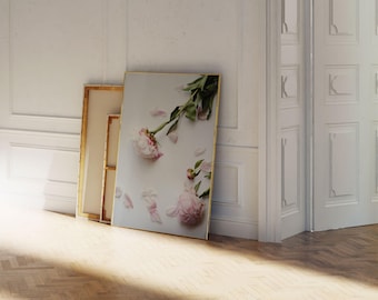 Stampa fotografica di peonie rosa – Decorazione murale floreale rosa, arredamento botanico moderno