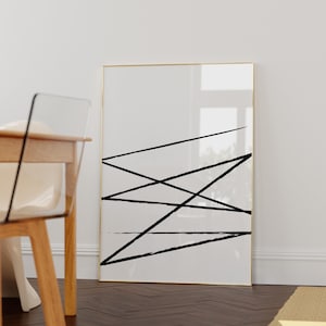 Arte mural minimalista moderno, póster geométrico, arte escandinavo en blanco y negro para sala de estar. imagen 7