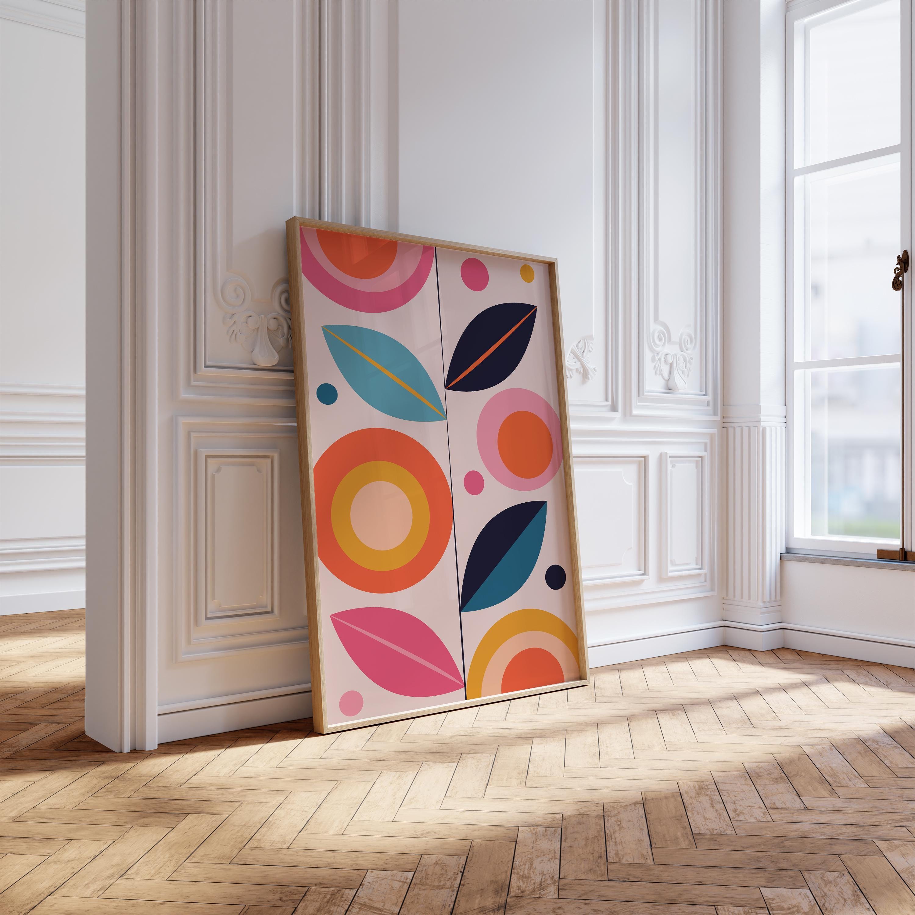 Mid Century Modern Floral Print, Abstract Botanical Wall Art (digital ...