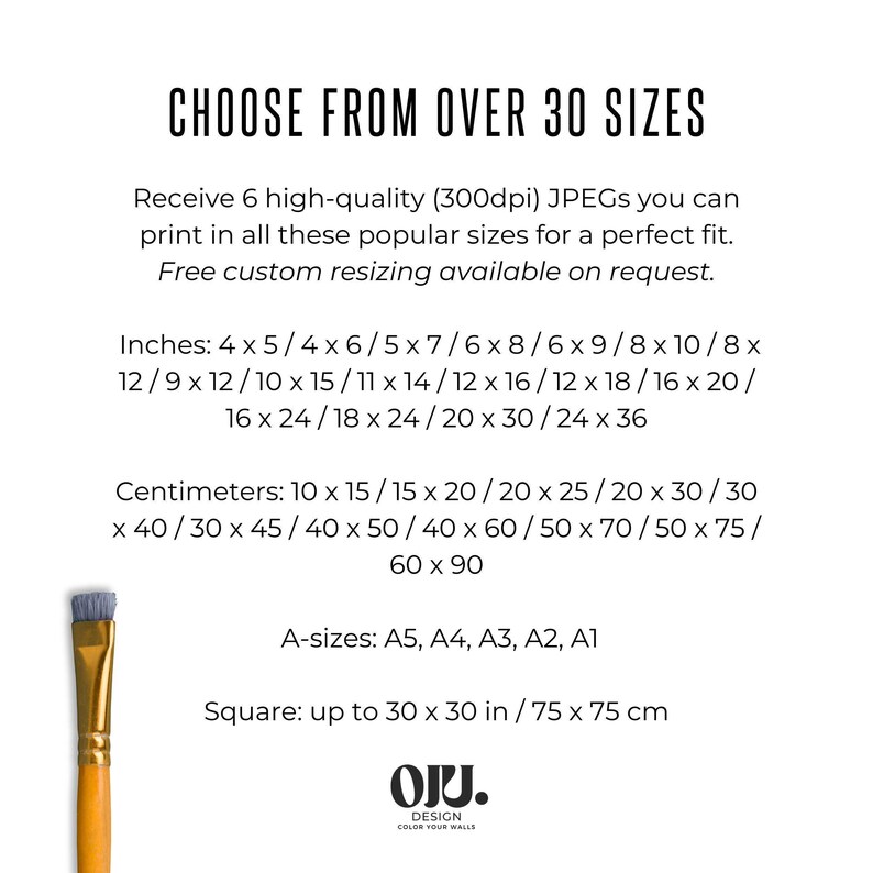 This listing is for a set of high-quality JPGs that can be printed in many popular sizes for a perfect fit.
