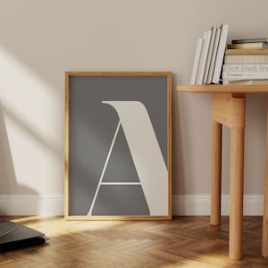 Impresión de monograma de letras, arte mural tipográfico, póster de iniciales, letra con monograma, póster de iniciales, impresión de la letra A, letrero con nombre de bebé, impresión de iniciales