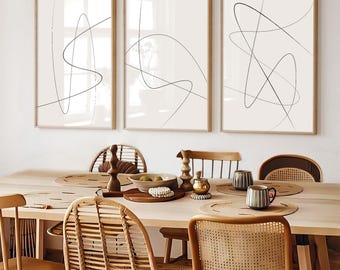 Set di 3 stampe minimaliste in bianco e nero, decorazioni murali trio