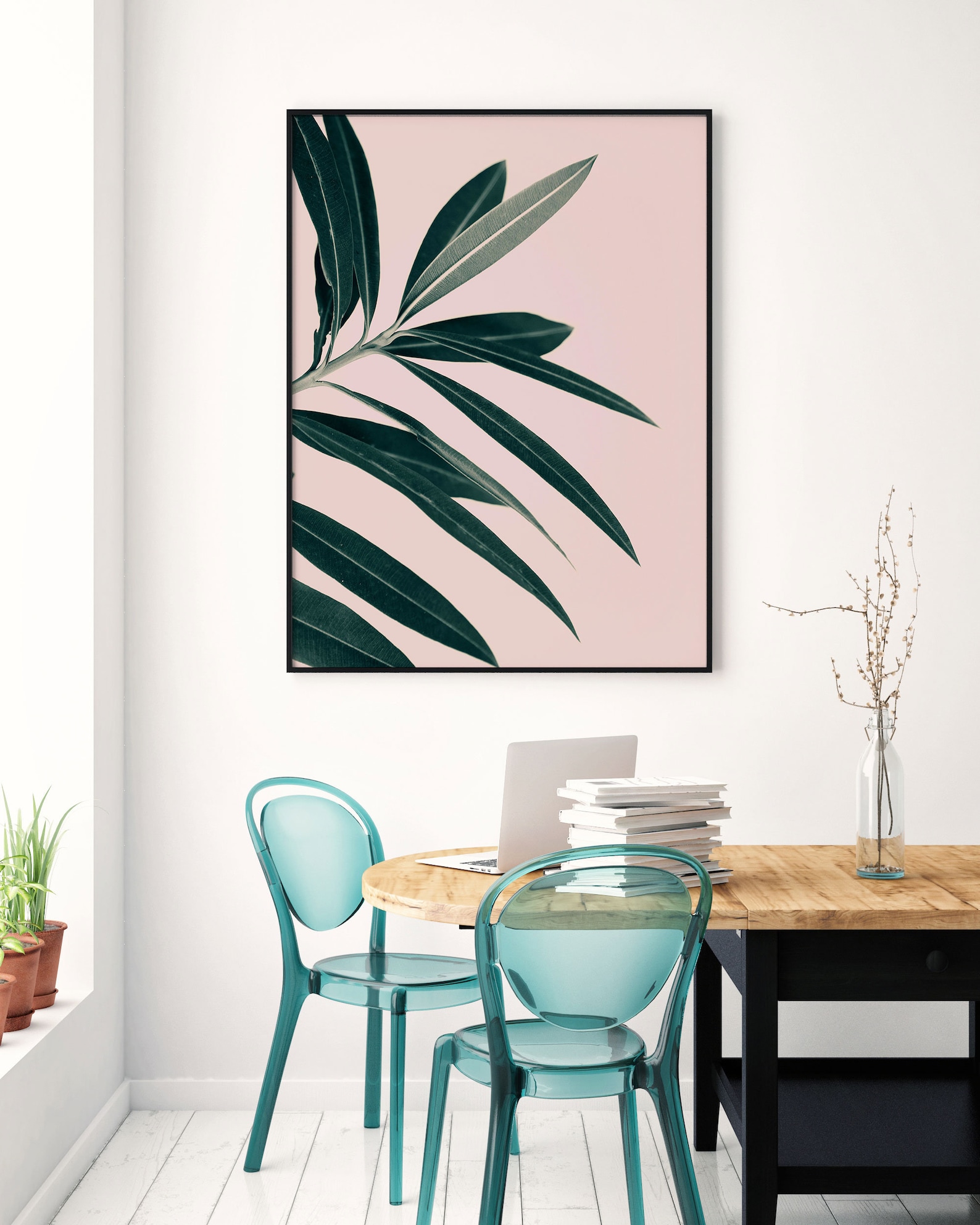 Blush Pink Wall Art Pink and Green Wall Art Green Etsy