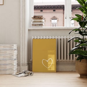 Mustard Heart Art Print – Minimalist Bedroom Decor (Digital Download) image 2