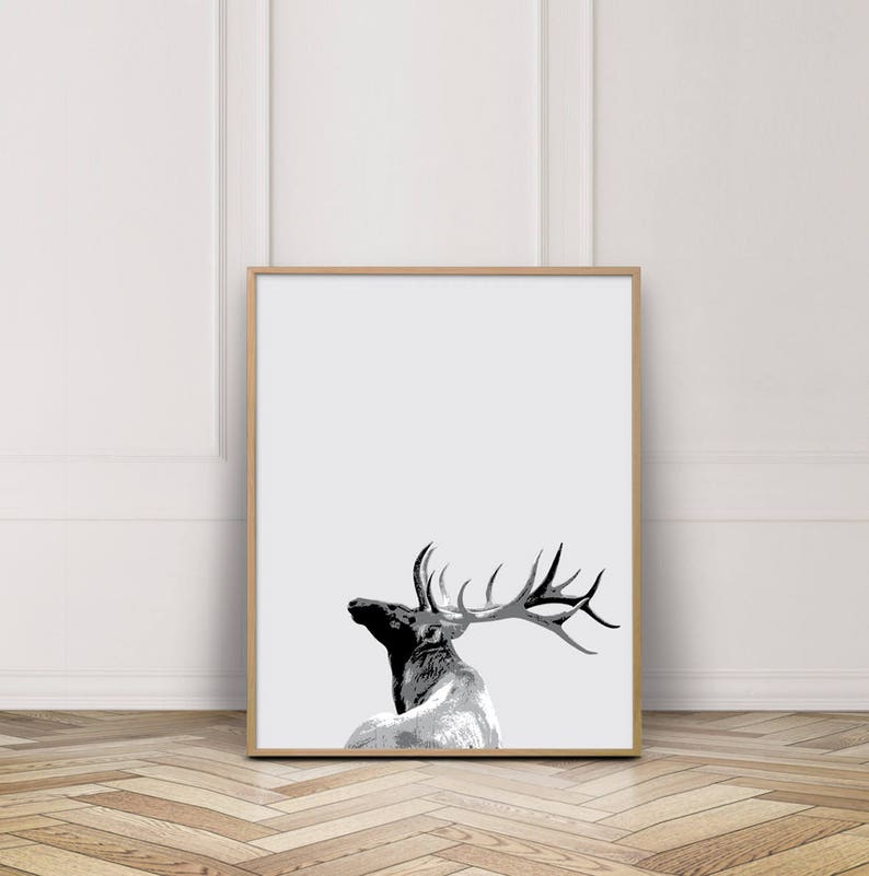 Stag Head Wall Decor Nursery Print Deer Decor Stag Head Etsy