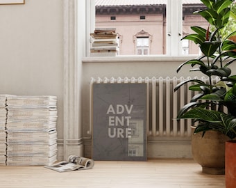 Adventure Map Art Print: Travel Quote Wall Decor (Digital Download)
