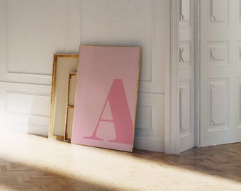 Buchstabe A Poster, A Initial, große Buchstaben für die Wand, Alphabet Buchstabe Kunst, Buchstaben für Kinderzimmer, rosa Wandkunst, Pastell Poster, Jugendzimmer Dekor