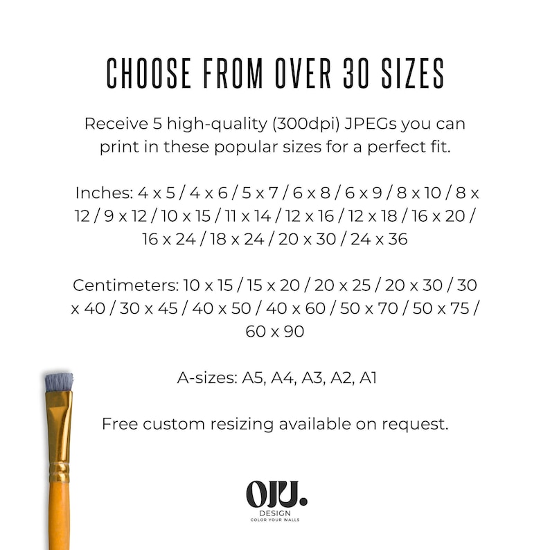 This listing is for a set of high-quality JPGs that can be printed in many popular sizes for a perfect fit.