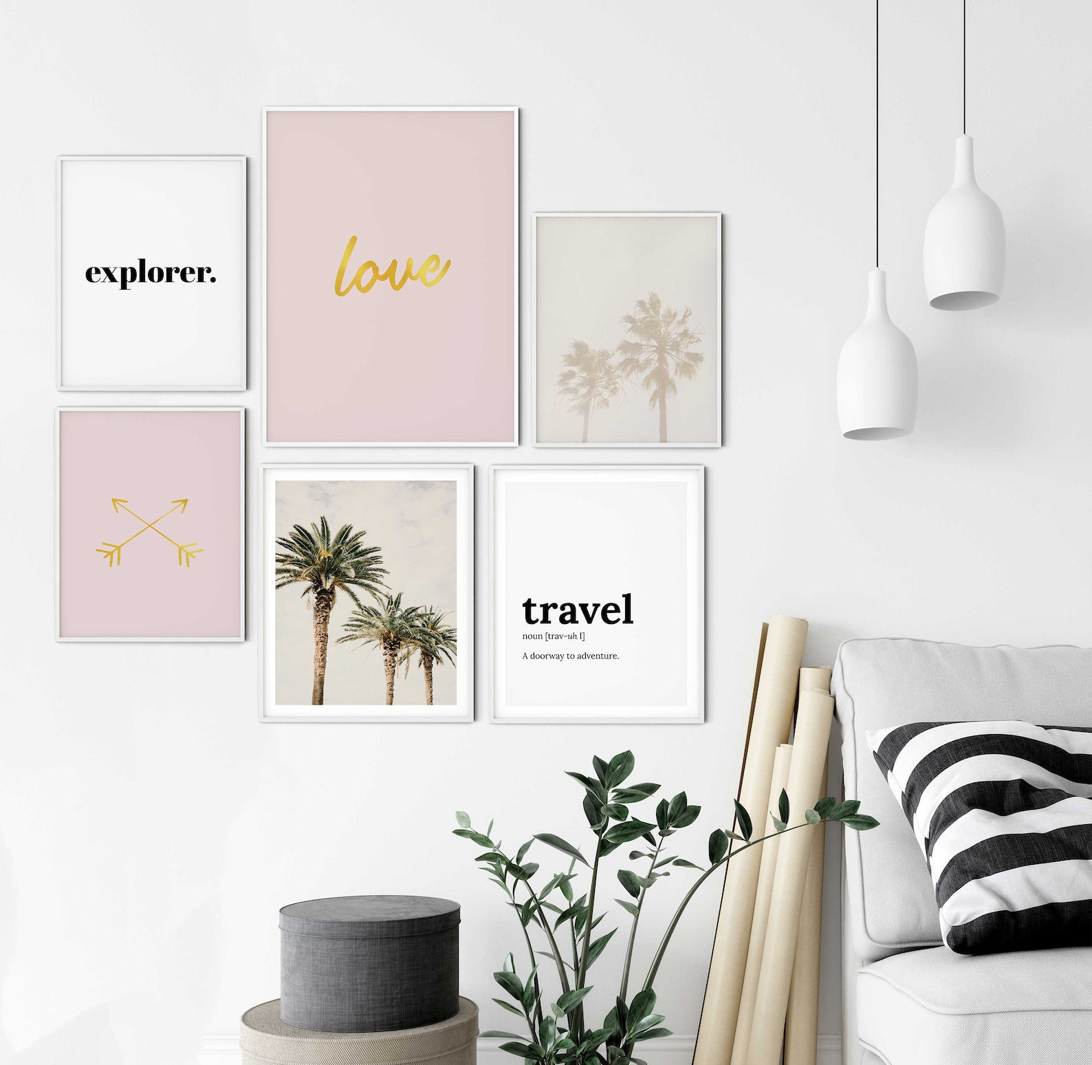 Travel Theme Wall Decor Wall Art Set of 6 Posters Pink and Etsy