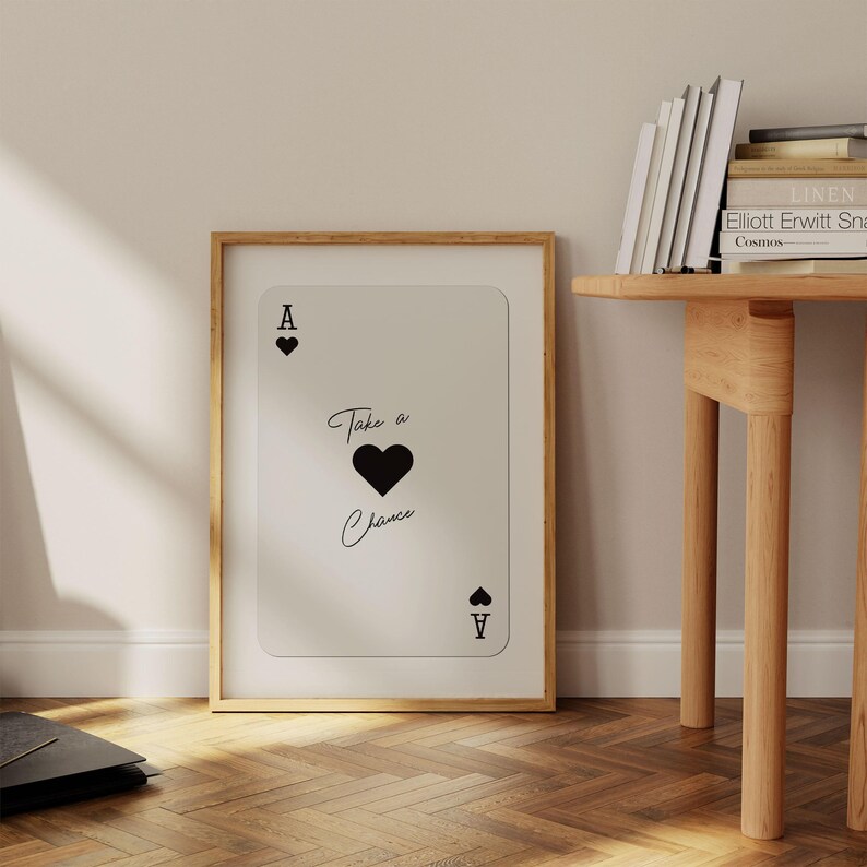 Playing Card Poster, Retro Wall Art, Ace of Hearts Print, 70s Style Poster, Vintage Wall Art, Poker Poster, Exhibition Poster image 6