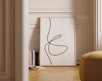 Lámina de arte lineal minimalista candinavo: póster moderno para sala de estar u oficina.