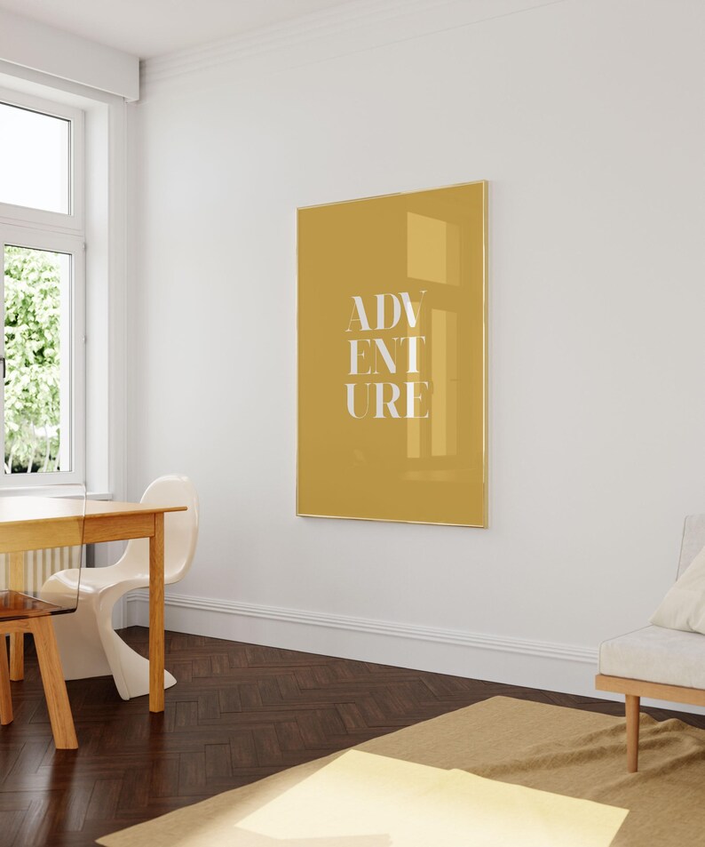 Adventure Poster Prints - Yellow Mustard Wall Art - Colorful Modern Art Decor - Mustard Bedroom Accessories - Travel Inspired Gifts image 4