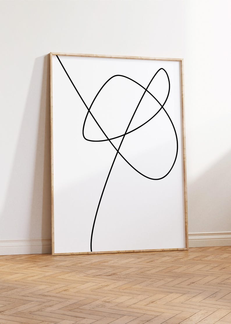 Abstract Lines Print - Continuous Line Drawing Art- Contour Lines Drawing Poster - Minimal Line Art - Black and White Wall Art image 4